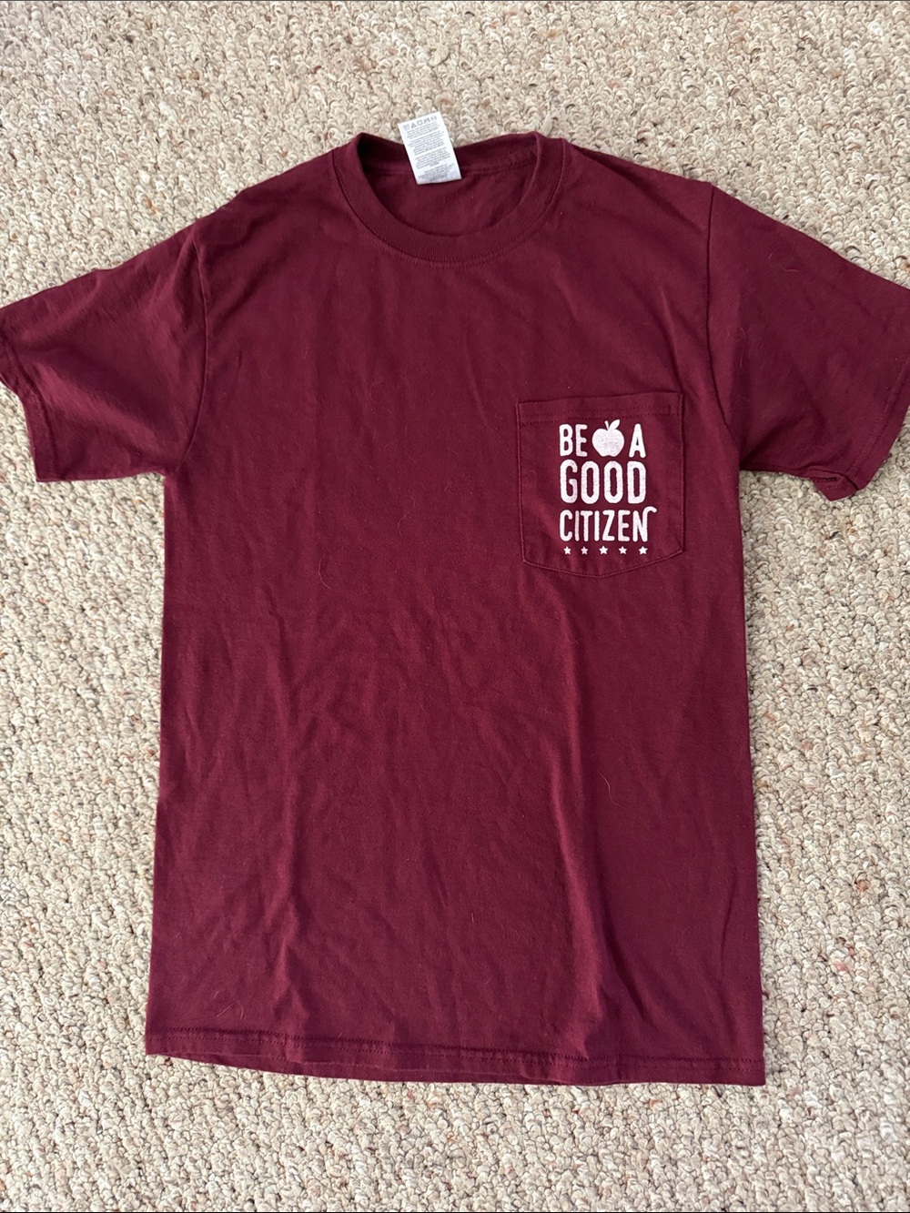 Be A Good Citizen Pocket Tee - Maroon Short Sleeve Shirt